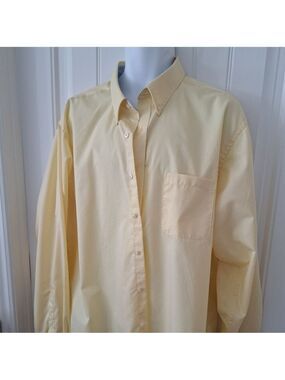 Mens CHAPS Yellow Classic Cotton Twill Blend Button Down Oxford Shirt 18-18.5 Xl